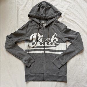 Pink Gray and White Zip-Up Hoodie